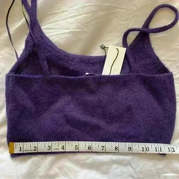 ❣️Zara Dark Purple Flower Beaded Wool Knit Crop Top NWT Size Small, smoke free - Picture 13 of 14